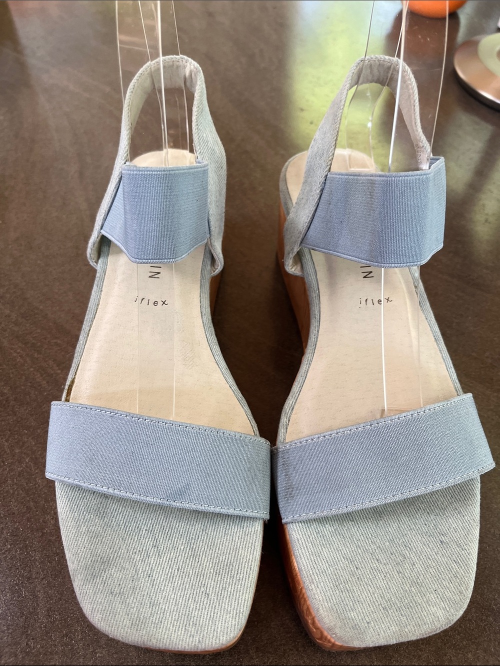 Anne Klein sling back sandals, light blue - Picture 1 of 4